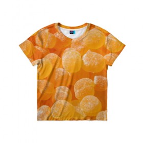 Детская футболка 3D с принтом Апельсиновый мармелад в Санкт-Петербурге, 100% гипоаллергенный полиэфир | прямой крой, круглый вырез горловины, длина до линии бедер, чуть спущенное плечо, ткань немного тянется | 