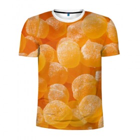 Мужская футболка 3D спортивная с принтом Апельсиновый мармелад в Санкт-Петербурге, 100% полиэстер с улучшенными характеристиками | приталенный силуэт, круглая горловина, широкие плечи, сужается к линии бедра | 