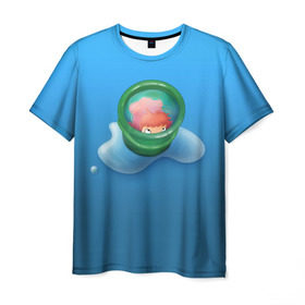 Мужская футболка 3D с принтом Bucket в Санкт-Петербурге, 100% полиэфир | прямой крой, круглый вырез горловины, длина до линии бедер | anime | ponyo | аниме | миядзаки | поньо | рыбка