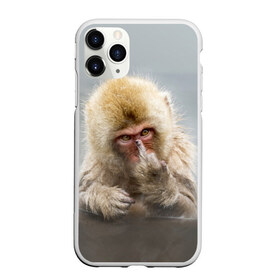 Чехол для iPhone 11 Pro матовый с принтом Японская макака в Санкт-Петербурге, Силикон |  | макак | мартышка | обезьяна | палец | япония