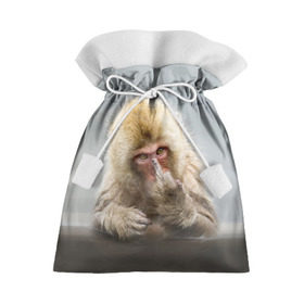 Подарочный 3D мешок с принтом Японская макака в Санкт-Петербурге, 100% полиэстер | Размер: 29*39 см | макак | мартышка | обезьяна | палец | япония