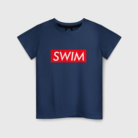 Детская футболка хлопок с принтом swim в Санкт-Петербурге, 100% хлопок | круглый вырез горловины, полуприлегающий силуэт, длина до линии бедер | swim | swimming | плавание | пловец