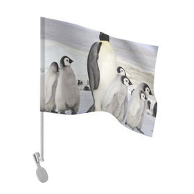 Флаг для автомобиля с принтом Пингвин и пингвинята в Санкт-Петербурге, 100% полиэстер | Размер: 30*21 см | айсберг | антарктида | антарктика | арктика | буревестник | глупый | императорский | клюв | королевский | крылья | ласты | лёд | линукс | океан | пилигрим | полюс | птица | север | снег | умка | фрак
