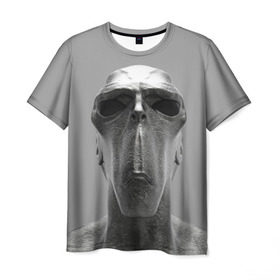Мужская футболка 3D с принтом Гуманоид в Санкт-Петербурге, 100% полиэфир | прямой крой, круглый вырез горловины, длина до линии бедер | head | humanoid | sculpture | голова | идол | инопланетянин | истукан | космос | скульптура | статуя