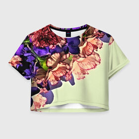 Женская футболка 3D укороченная с принтом Орхидеи в Санкт-Петербурге, 100% полиэстер | круглая горловина, длина футболки до линии талии, рукава с отворотами | 3d | flower | весна | другие | красивые цветы | красные | лето | поле | полевой цветок | прикольные | природа | текстуры | цветочки | цветы