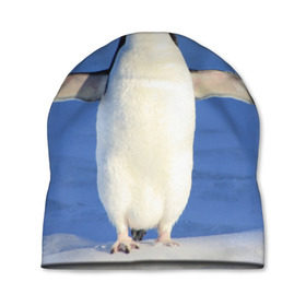 Шапка 3D с принтом Пингвин в Санкт-Петербурге, 100% полиэстер | универсальный размер, печать по всей поверхности изделия | айсберг | антарктида | антарктика | арктика | буревестник | глупый | императорский | клюв | королевский | крылья | ласты | лёд | линукс | океан | пилигрим | полюс | птица | север | снег | умка | фрак