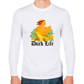 Мужской лонгслив хлопок с принтом Duck Life в Санкт-Петербурге, 100% хлопок |  | duck | ducklife | life | thuglife | утка | уточка