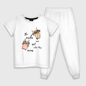 Детская пижама хлопок с принтом Twin Peaks_Совы в Санкт-Петербурге, 100% хлопок |  брюки и футболка прямого кроя, без карманов, на брюках мягкая резинка на поясе и по низу штанин
 | twin peaks твин пикс | девид линч | лес | лора палмер | сова | туман