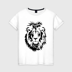 Женская футболка хлопок с принтом Лев в Санкт-Петербурге, 100% хлопок | прямой крой, круглый вырез горловины, длина до линии бедер, слегка спущенное плечо | африка | дикий | лев