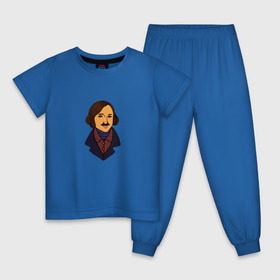 Детская пижама хлопок с принтом Гоголь в Санкт-Петербурге, 100% хлопок |  брюки и футболка прямого кроя, без карманов, на брюках мягкая резинка на поясе и по низу штанин
 | гоголь | драматург | критик | мертвые души | писатель
