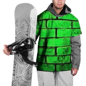 Накидка на куртку 3D с принтом Зелёные кирпичики в Санкт-Петербурге, 100% полиэстер |  | 3d | зелёные кирпичики | камень | краска | текстуры