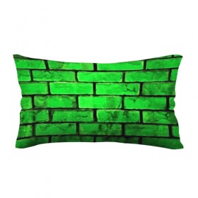 Подушка 3D антистресс с принтом Зелёные кирпичики в Санкт-Петербурге, наволочка — 100% полиэстер, наполнитель — вспененный полистирол | состоит из подушки и наволочки на молнии | 3d | зелёные кирпичики | камень | краска | текстуры