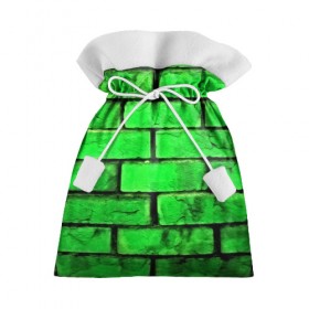 Подарочный 3D мешок с принтом Зелёные кирпичики в Санкт-Петербурге, 100% полиэстер | Размер: 29*39 см | 3d | зелёные кирпичики | камень | краска | текстуры