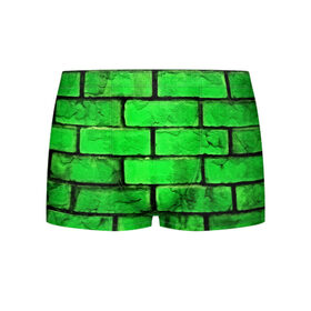 Мужские трусы 3D с принтом Зелёные кирпичики в Санкт-Петербурге, 50% хлопок, 50% полиэстер | классическая посадка, на поясе мягкая тканевая резинка | 3d | зелёные кирпичики | камень | краска | текстуры