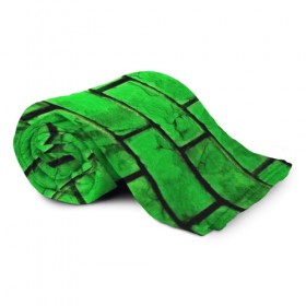 Плед 3D с принтом Зелёные кирпичики в Санкт-Петербурге, 100% полиэстер | закругленные углы, все края обработаны. Ткань не мнется и не растягивается | 3d | зелёные кирпичики | камень | краска | текстуры