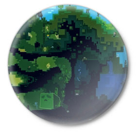 Значок с принтом Minecraft the Game в Санкт-Петербурге,  металл | круглая форма, металлическая застежка в виде булавки | 3d | game | minecraft | башни | дорога | игры | песочница | светильник | тотем | храм | человечки