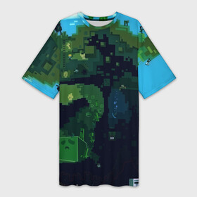 Платье-футболка 3D с принтом Minecraft the Game в Санкт-Петербурге,  |  | 3d | game | minecraft | башни | дорога | игры | песочница | светильник | тотем | храм | человечки