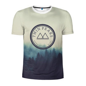 Мужская футболка 3D спортивная с принтом Twin Peaks в Санкт-Петербурге, 100% полиэстер с улучшенными характеристиками | приталенный силуэт, круглая горловина, широкие плечи, сужается к линии бедра | twin peaks твин пикс | годнота | девид линч | лес | лора палмер | сова | туман