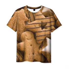 Мужская футболка 3D с принтом Печенье 4 в Санкт-Петербурге, 100% полиэфир | прямой крой, круглый вырез горловины, длина до линии бедер | выпечка | десерт | еда | печенье | сладкое | текстуры