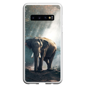 Чехол для Samsung Galaxy S10 с принтом Слон в лесу в Санкт-Петербурге, Силикон | Область печати: задняя сторона чехла, без боковых панелей | африка | африканский | бивни | большой | гигант джунгли | зоопарк | индийский | индия | лесной великан | мамонт | огромный | саванна | сафари | серый | слон | слоненок | слониха | стадо | уши | хобот