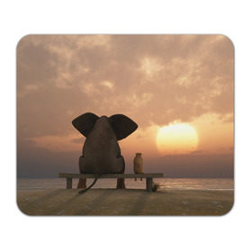 Коврик прямоугольный с принтом Слон с собакой на лавке, закат в Санкт-Петербурге, натуральный каучук | размер 230 х 185 мм; запечатка лицевой стороны | 