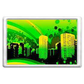 Магнит 45*70 с принтом Город в красках в Санкт-Петербурге, Пластик | Размер: 78*52 мм; Размер печати: 70*45 | 3d | город | другие | зеленый | картинка | красивые | краски | прикольные | пятна | радуга | свет | цветные | яркие