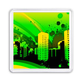 Магнит 55*55 с принтом Город в красках в Санкт-Петербурге, Пластик | Размер: 65*65 мм; Размер печати: 55*55 мм | 3d | город | другие | зеленый | картинка | красивые | краски | прикольные | пятна | радуга | свет | цветные | яркие