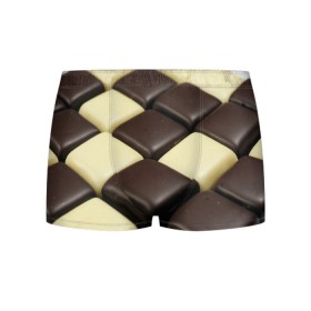 Мужские трусы 3D с принтом Шоколадные конфеты в Санкт-Петербурге, 50% хлопок, 50% полиэстер | классическая посадка, на поясе мягкая тканевая резинка | Тематика изображения на принте: десерт | еда | конфеты | сладкое | структуры | шахматы | шоколад
