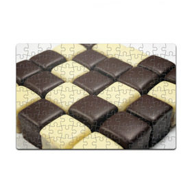Пазл магнитный 126 элементов с принтом Шоколадные конфеты в Санкт-Петербурге, полимерный материал с магнитным слоем | 126 деталей, размер изделия —  180*270 мм | десерт | еда | конфеты | сладкое | структуры | шахматы | шоколад