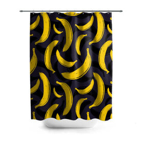 Штора 3D для ванной с принтом Бананы в Санкт-Петербурге, 100% полиэстер | плотность материала — 100 г/м2. Стандартный размер — 146 см х 180 см. По верхнему краю — пластиковые люверсы для креплений. В комплекте 10 пластиковых колец | bananas | food. vegan | fruit | yellow | бананы | веган | еда | желтый | фрукты