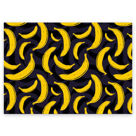 Поздравительная открытка с принтом Бананы в Санкт-Петербурге, 100% бумага | плотность бумаги 280 г/м2, матовая, на обратной стороне линовка и место для марки
 | Тематика изображения на принте: bananas | food. vegan | fruit | yellow | бананы | веган | еда | желтый | фрукты
