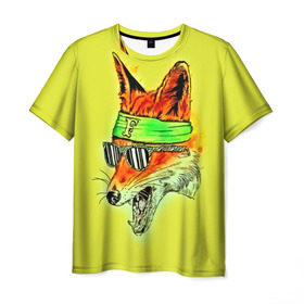 Мужская футболка 3D с принтом Лиса в очках в Санкт-Петербурге, 100% полиэфир | прямой крой, круглый вырез горловины, длина до линии бедер | 3d | другие | живопись | животное | картинка | лиса | очки | прикольные | разноцветные | рисунок | смех | улыбка | цветные | яркие