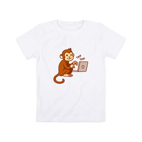 Детская футболка хлопок с принтом Codefest`17_6 в Санкт-Петербурге, 100% хлопок | круглый вырез горловины, полуприлегающий силуэт, длина до линии бедер | codefest | tap | админ | код | кодефест | кодфест | ноутбук | обезьяна | программирование | программист | тап