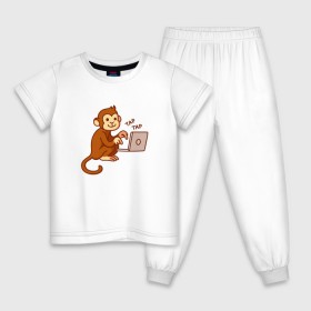 Детская пижама хлопок с принтом Codefest`17_6 в Санкт-Петербурге, 100% хлопок |  брюки и футболка прямого кроя, без карманов, на брюках мягкая резинка на поясе и по низу штанин
 | codefest | tap | админ | код | кодефест | кодфест | ноутбук | обезьяна | программирование | программист | тап