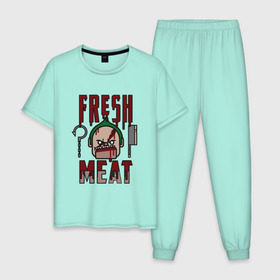Мужская пижама хлопок с принтом Dota 2 - Fresh Meat в Санкт-Петербурге, 100% хлопок | брюки и футболка прямого кроя, без карманов, на брюках мягкая резинка на поясе и по низу штанин
 | dota | dota2 | game | online | дота | игра | крюк | онлайн | пудж | стратегия | хук
