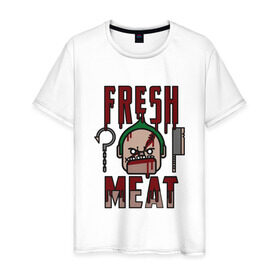 Мужская футболка хлопок с принтом Dota 2 - Fresh Meat в Санкт-Петербурге, 100% хлопок | прямой крой, круглый вырез горловины, длина до линии бедер, слегка спущенное плечо. | Тематика изображения на принте: dota | dota2 | game | online | дота | игра | крюк | онлайн | пудж | стратегия | хук
