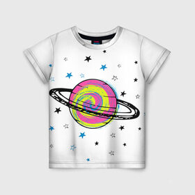 Детская футболка 3D с принтом Планета в Санкт-Петербурге, 100% гипоаллергенный полиэфир | прямой крой, круглый вырез горловины, длина до линии бедер, чуть спущенное плечо, ткань немного тянется | звезда | звезды | космос | планета | планеты | ракета | ракеты