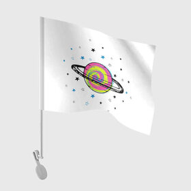 Флаг для автомобиля с принтом Планета в Санкт-Петербурге, 100% полиэстер | Размер: 30*21 см | звезда | звезды | космос | планета | планеты | ракета | ракеты