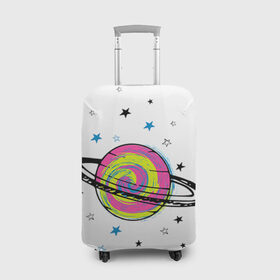 Чехол для чемодана 3D с принтом Планета в Санкт-Петербурге, 86% полиэфир, 14% спандекс | двустороннее нанесение принта, прорези для ручек и колес | звезда | звезды | космос | планета | планеты | ракета | ракеты