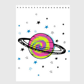 Скетчбук с принтом Планета в Санкт-Петербурге, 100% бумага
 | 48 листов, плотность листов — 100 г/м2, плотность картонной обложки — 250 г/м2. Листы скреплены сверху удобной пружинной спиралью | звезда | звезды | космос | планета | планеты | ракета | ракеты