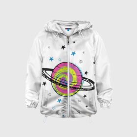 Детская ветровка 3D с принтом Планета в Санкт-Петербурге, 100% полиэстер | подол и капюшон оформлены резинкой с фиксаторами, по бокам два кармана без застежек, один потайной карман на груди | звезда | звезды | космос | планета | планеты | ракета | ракеты