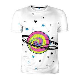 Мужская футболка 3D спортивная с принтом Планета в Санкт-Петербурге, 100% полиэстер с улучшенными характеристиками | приталенный силуэт, круглая горловина, широкие плечи, сужается к линии бедра | звезда | звезды | космос | планета | планеты | ракета | ракеты