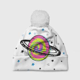 Шапка 3D c помпоном с принтом Планета в Санкт-Петербурге, 100% полиэстер | универсальный размер, печать по всей поверхности изделия | звезда | звезды | космос | планета | планеты | ракета | ракеты