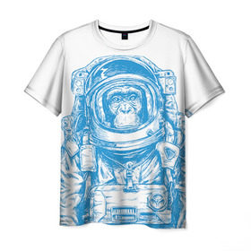 Мужская футболка 3D с принтом Космомакака в Санкт-Петербурге, 100% полиэфир | прямой крой, круглый вырез горловины, длина до линии бедер | Тематика изображения на принте: день космонавтики | звезда | звезды | космонавт | космонавты | космос | планета | планеты | ракета | ракеты