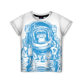 Детская футболка 3D с принтом Космомакака в Санкт-Петербурге, 100% гипоаллергенный полиэфир | прямой крой, круглый вырез горловины, длина до линии бедер, чуть спущенное плечо, ткань немного тянется | день космонавтики | звезда | звезды | космонавт | космонавты | космос | планета | планеты | ракета | ракеты