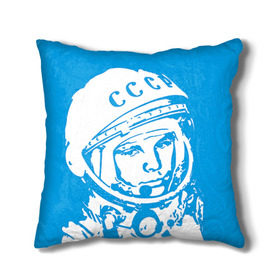 Подушка 3D с принтом Гагарин 1 в Санкт-Петербурге, наволочка – 100% полиэстер, наполнитель – холлофайбер (легкий наполнитель, не вызывает аллергию). | состоит из подушки и наволочки. Наволочка на молнии, легко снимается для стирки | гагарин | день космонавтики | звезды | космос