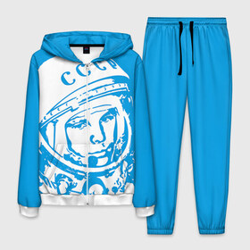 Мужской костюм 3D с принтом Гагарин 1 в Санкт-Петербурге, 100% полиэстер | Манжеты и пояс оформлены тканевой резинкой, двухслойный капюшон со шнурком для регулировки, карманы спереди | гагарин | день космонавтики | звезды | космос