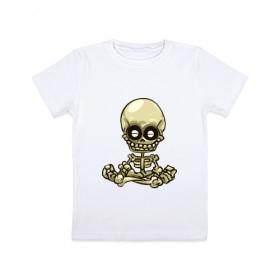 Детская футболка хлопок с принтом Медитация в Санкт-Петербурге, 100% хлопок | круглый вырез горловины, полуприлегающий силуэт, длина до линии бедер | Тематика изображения на принте: йога | медитация | скелет | череп
