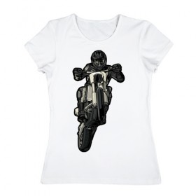 Женская футболка хлопок с принтом Эндуро в Санкт-Петербурге, 100% хлопок | прямой крой, круглый вырез горловины, длина до линии бедер, слегка спущенное плечо | Тематика изображения на принте: 