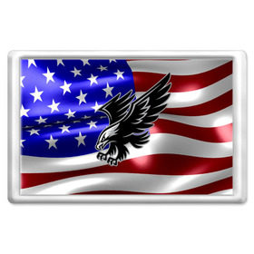 Магнит 45*70 с принтом Флаг США с орлом в Санкт-Петербурге, Пластик | Размер: 78*52 мм; Размер печати: 70*45 | usa | америка | белоголовый | герб | государство | доллар | дядя сэм | звездно полосатый флаг | лысый | нато | оон | орел | птица | свобода | символ | соединённые штаты америки | страна | сша | штат